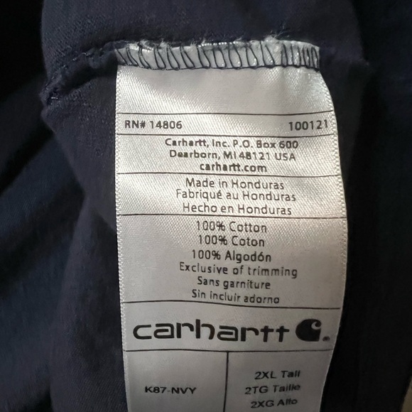Carhartt Blue Original Fit T-Shirt Size 2XL Tall - Picture 4 of 5